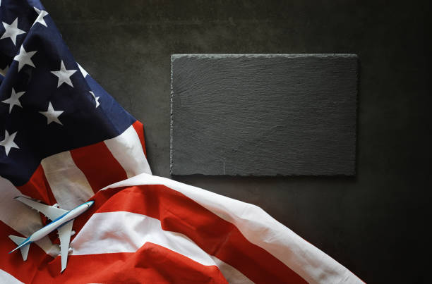 istock American flag on a black background. Space for text. 1185465209