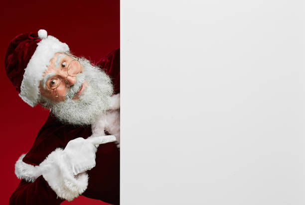 istock Santa Claus Pointing at White Sign 1185465629