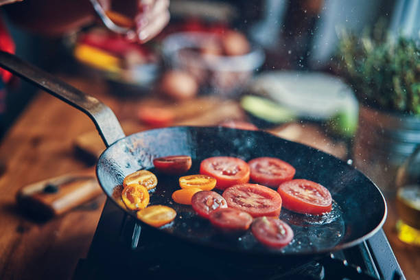istock Mexican Style Breakfast with Eggs, Mushrooms, Beans, Tomatoes, Avocado and Tortilla 1185465754