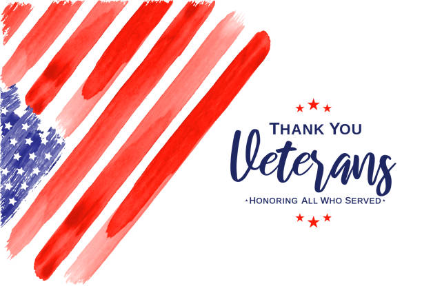 Veterans Day. Thank You Veterans. Watercolor USA flag. Vector Veterans Day. Thank You Veterans. Watercolor USA flag. Vector illustration. EPS10 memorial day art stock illustrations