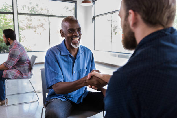 istock Businessmen greeting each other 1185469315