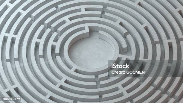 3d Circular Maze Labyrinth Background Maze Concept Stock Photo - Download Image Now