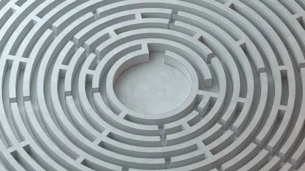 Photo of 3D Circular Maze, Labyrinth Background, Maze Concept