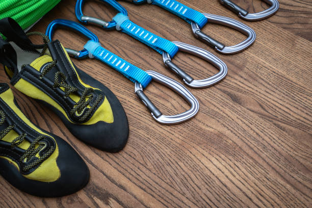 istock Climbing tools and set with sports accessories 1185476191