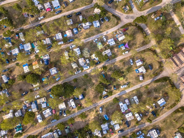 istock Aerial view of campsite 1185480305