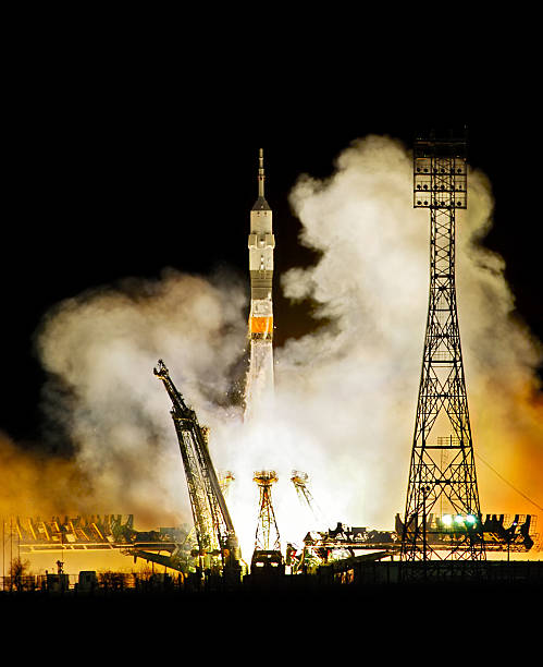 istock Distant shot of a rocket about to take off 118548109