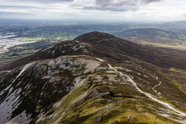 wędrówki szlakiem, skałami i roślinnością na górze croagh patrick - croagh patrick zdjęcia i obrazy z banku zdjęć