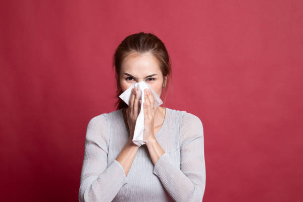 istock Young Asian woman got sick and flu. 1185483821