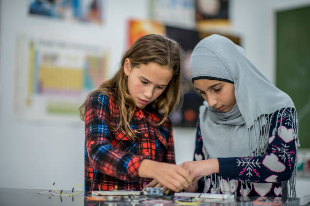 istock Elementary Girls Working on a STEM Project stock photo 1185489489