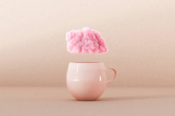copa con renderizado 3d en la nube rosa - rosa color fotografías e imágenes de stock