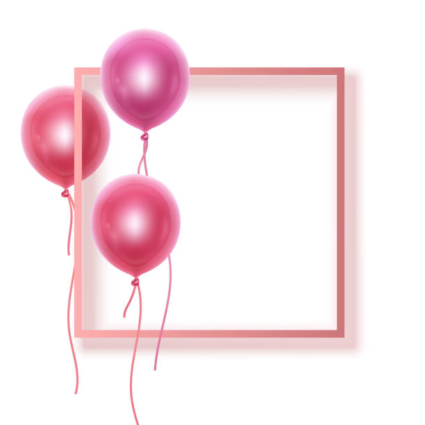 istock Greeting card with balloons, pale pink colors and frame, can be used like greeting card for Valentines day 1185498817