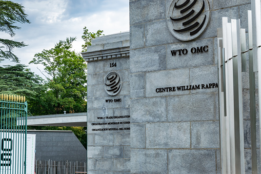 Geneva,SWITZERLAND-August 06,2019: Headquarters of the World Trade Organization.WTO is an intergovernmental organization that is concerned with the regulation of international trade between nations.
