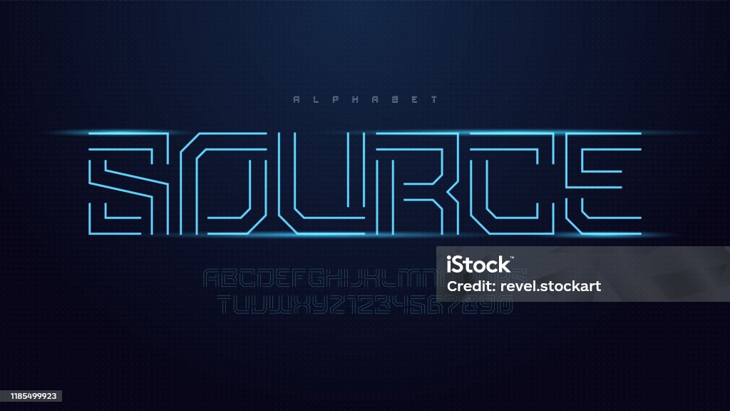 Vector Linear Technology Alphabet Creative Characters Set Stock ...