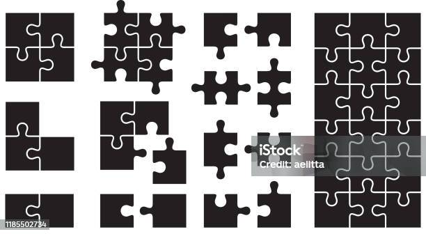 Set Of Puzzle Icons Stock Illustration - Download Image Now - Jigsaw Piece, Puzzle, Jigsaw Puzzle