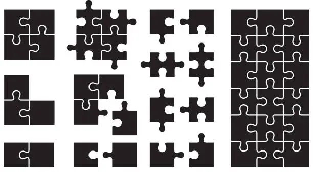 Vector illustration of Set of Puzzle Icons