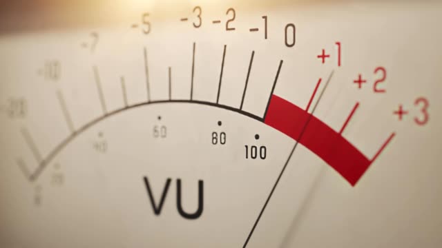 Analog VU meter measuring volume level of sound