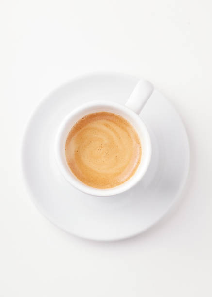 istock Cup of coffee isolated on white background. Copy space. Top view. 1185505519