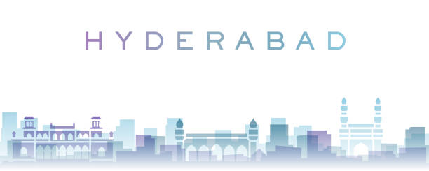 hyderabad transparente schichten gradient landmarks skyline - hyderabad stock-grafiken, -clipart, -cartoons und -symbole