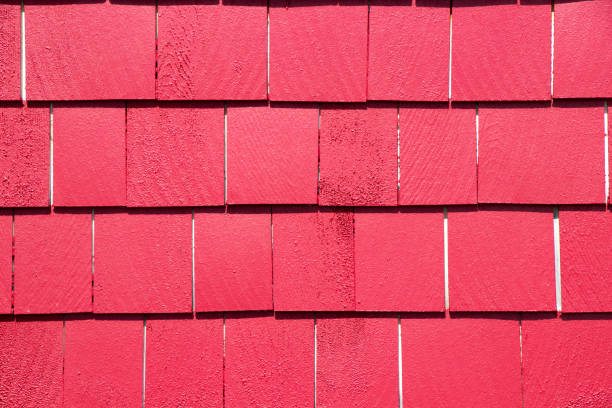 istock Bright red wooden siding shingles 1185513141