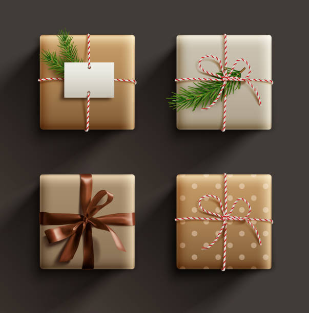 коллекция подарочных коробок. - wrapping paper package packaging backgrounds stock illustrations