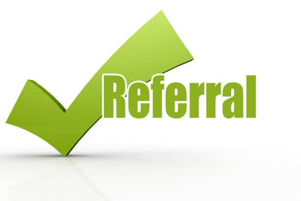 istock Referral word with green checkmark 1185515800