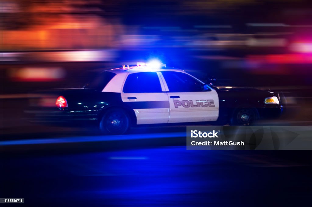 Police A Police unit responds to the scene of an emergency. Police Car Stock Photo