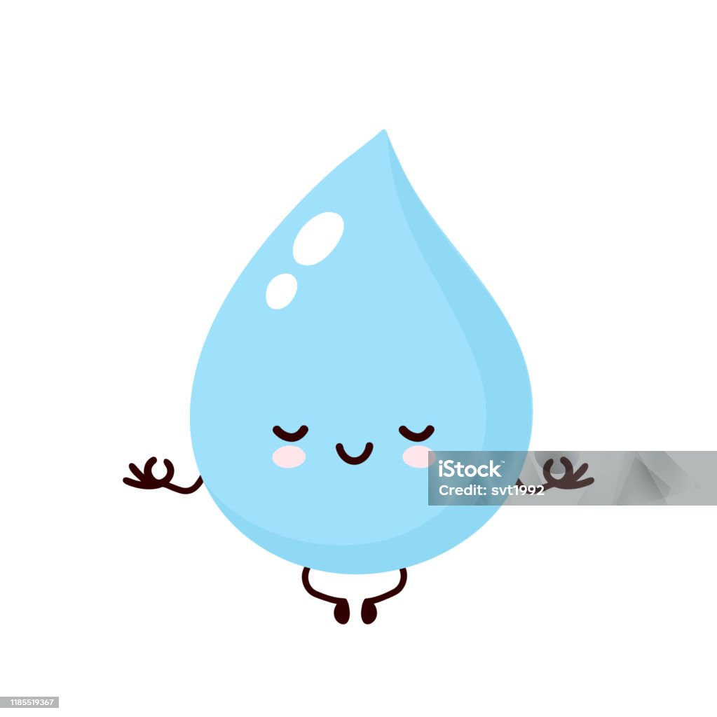 Dễ Thương Mỉm Cười Hạnh Phúc Giọt Nước Thiền Hình minh họa Sẵn có ...