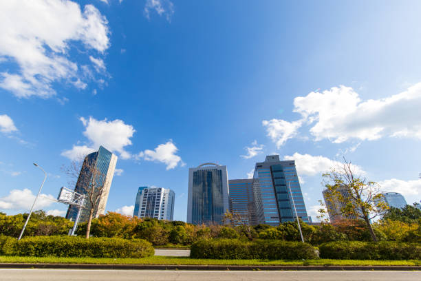 istock Looking at the office building from street 1185521506