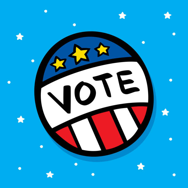 ilustrações de stock, clip art, desenhos animados e ícones de vote button doodle - voting doodle republican party democratic party