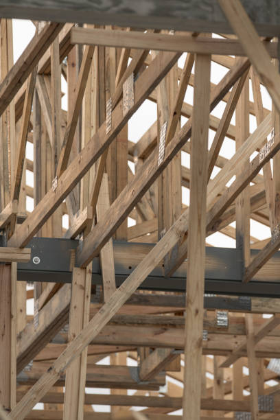 istock Wood beams home roof construction 1185524047