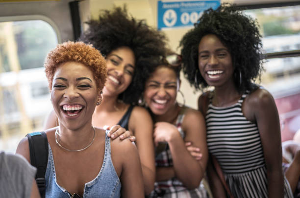 Beautiful women in a subway train