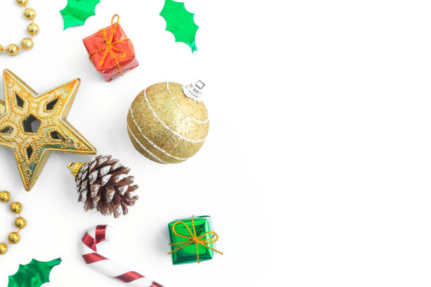 istock christmas accessories on white with top view 1185539306
