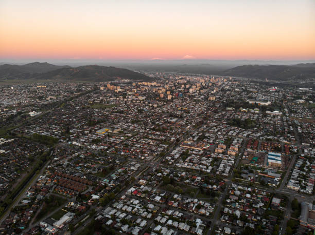 istock Aerial view of Temuco at sunset 1185543015