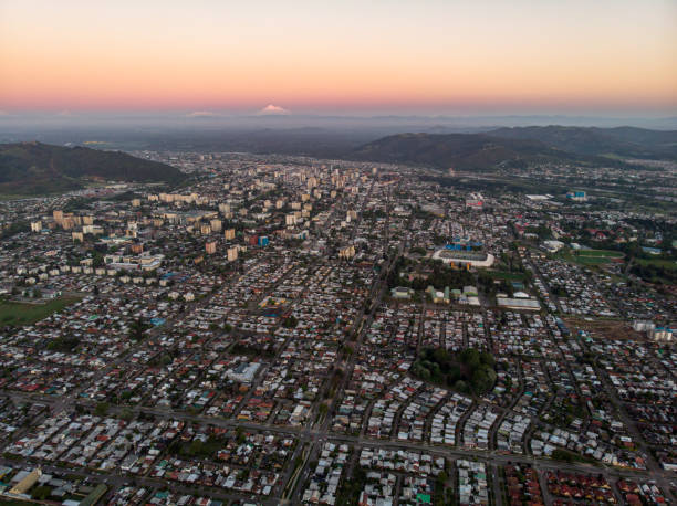 istock Aerial view of Temuco at sunset 1185543016