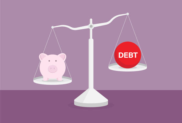 Debt burden and piggy bank on the scale Adult, Adversity, Balance, Banking, Saving money debt ceiling stock illustrations