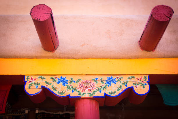 Santa Fe, NM: Architectural Detail with Red Vigas and Corbel