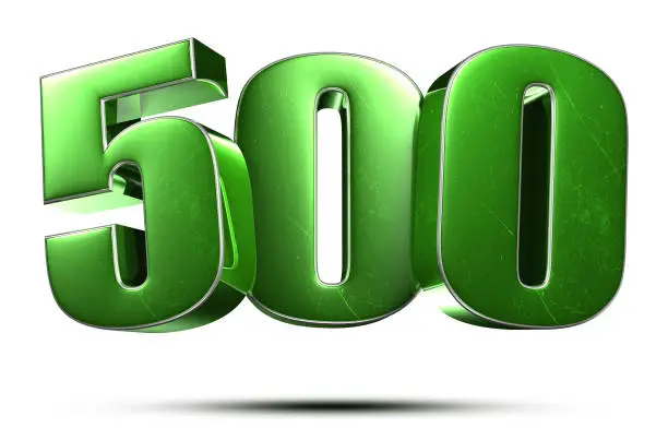 500 3d numbers green on white background.