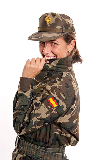 istock Laughing female soldier 118555770