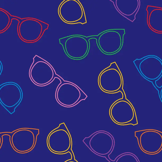Vector illustration of Colorful Outline Eyeglasses Seamless Pattern