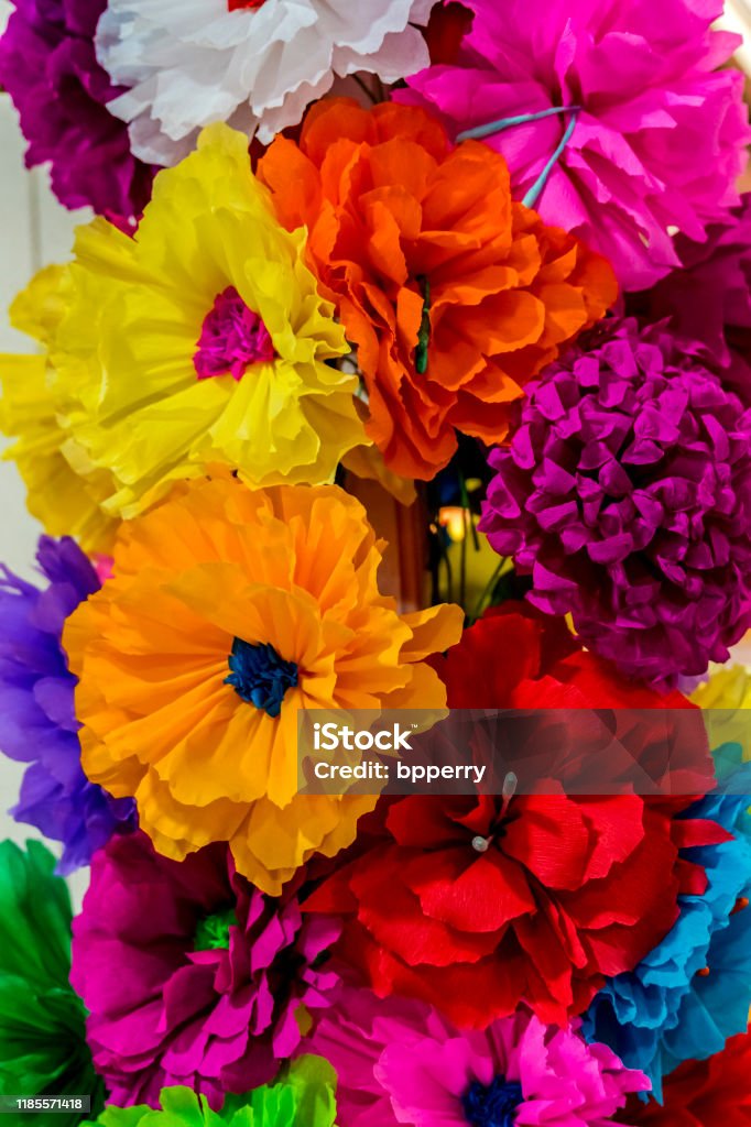 Colorful Mexican Paper Flowers Handicrafts San Antonio Texas Stock Photo -  Download Image Now - iStock