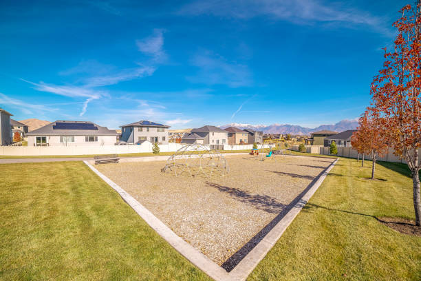 istock Corner angle perspective of a kids playground 1185571578