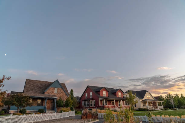 istock Three homes on a modern housing estate 1185572221