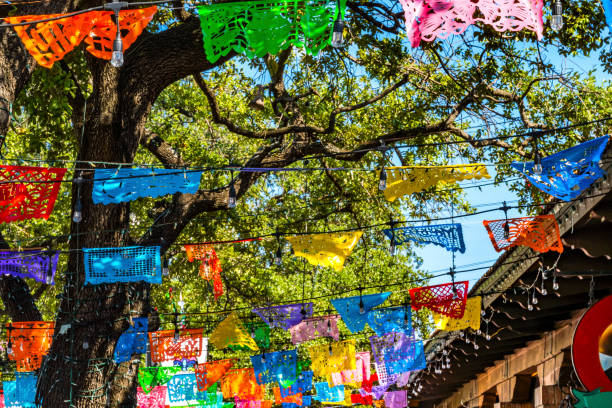 Mexican Market Square Paper Decorations San Antonio Texas Mexican Market Square Christmas Paper Decorations San Antonio Texas. San Antonio is very close to Mexico culturally with many Mexican restuarants and shops market square stock pictures, royalty-free photos & images