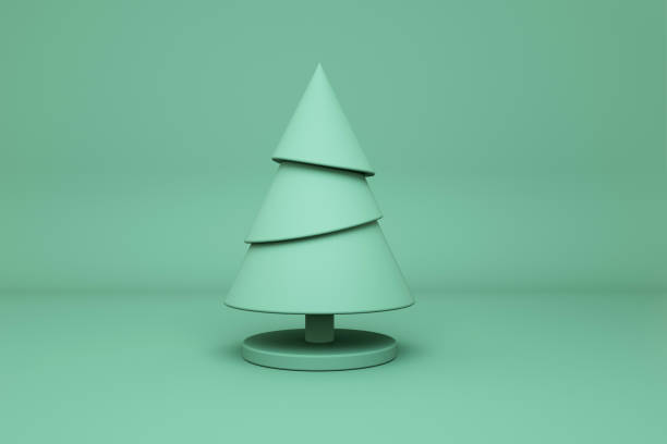 istock Abstract green Christmas tree with green backgrounds. 3D rendering 1185574948