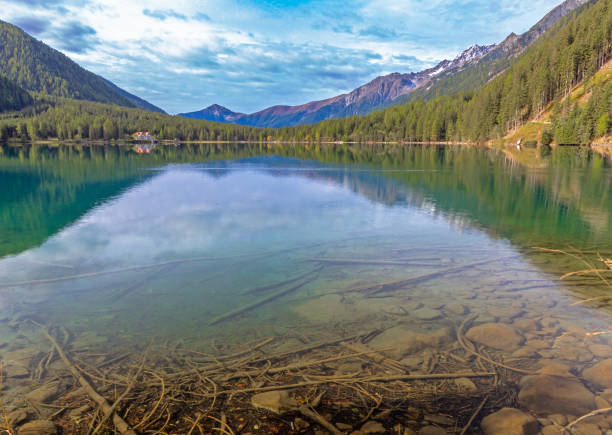 Morning light at Lake Anterselva, Lake Antholz, South Tyrol, in autumn