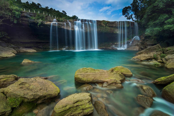 Krang Suri waterfalls, Jaintia Hills, Meghalaya, India stock photo