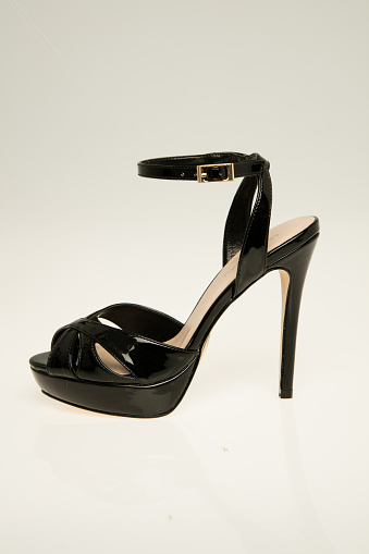 Black Formal Heels For Womens With Multiple Straps And White Background ...