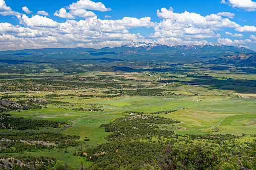 Overlooking the Montezuma valley towards the San Juan mountains from Mesa Verde National Park