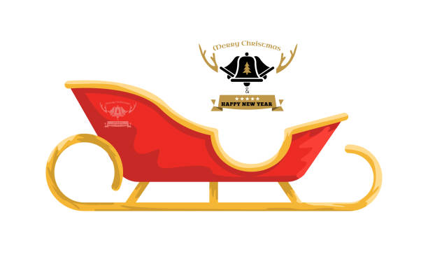 istock Santa sleigh with cartoon style for your design. Vector illustration 1185585590