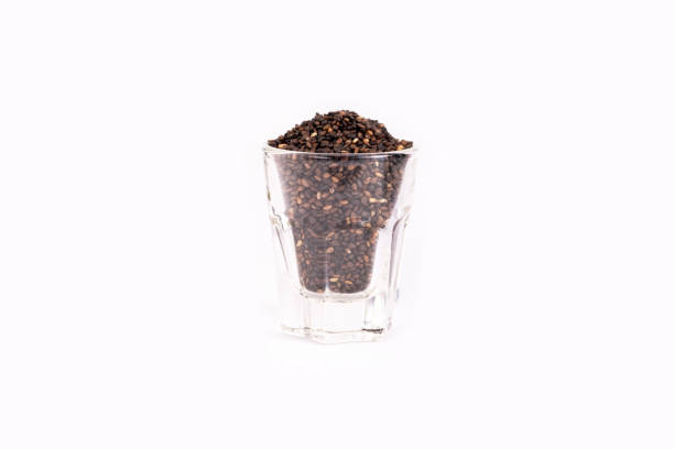 istock Close up organic black sesame seeds in 1185585597